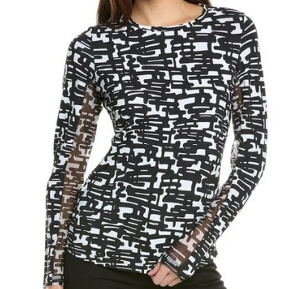 IBKUL Juno Long Sleeve Crew Neck Black White GOLF NWT - Picture 3 of 13